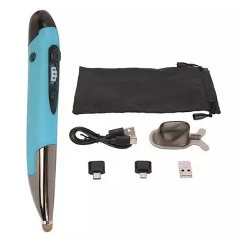 Беспроводная ручка-мышь, перезаряжаемая, светящаяся, бесшумная, маленькая, портативная, Bluetooth 2.4g, двухрежимная, беспроводная синий
