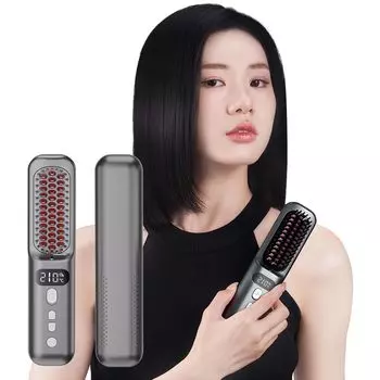 Беспроводная щетка для волос KAWU Heat Brush с 200 миллионами отрицательных ионов, утюжок для волос, 6400 мАч, большая емкость, 7 уровней регулировки температуры, быстрый нагрев MCH