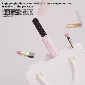 Беспроводная щетка-выпрямитель для волос для женщин, портативная электрическая расческа для выпрямления волос с керамическим покрытием, встроенный аккумулятор, удобная для путешествий, горячая расческа для зелёный