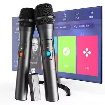 Беспроводная система микрофонов, USB-приемник, ручной караоке-микрофон, домашний вечер, умный телевизор, динамик, микрофон для пения