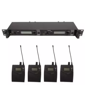 Беспроводная система мониторинга наушников 2 канала 4 поясных передатчика цельнометаллическая система мониторинга сцены UHF для UK Plug