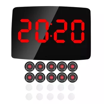 Беспроводная система вызова, пейджер для медперсонала с 10 кнопками вызова медсестры, 1 дисплейный приемник для UK Plug