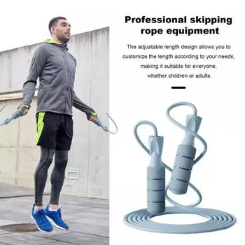 Беспроводная скакалка с нескользящей ручкой, регулируемая длина, не спутывающаяся скакалка для использования в помещении и на открытом воздухе с шарикоподшипниками B синий