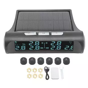 Беспроводная солнечная энергия TPMS ЖК-дисплей 6 датчиков система контроля давления в шинах IP68 водонепроницаемый
