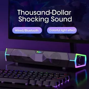 Беспроводная стереосистема Sound Bar PC Speaker Surround Soundbar Bluetooth Проводные компьютерные колонки RGB Сабвуфер для ноутбука Театр ТВ