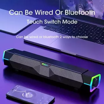 Беспроводная стереосистема Sound Bar PC Speaker Surround Soundbar Bluetooth Проводные компьютерные колонки RGB Сабвуфер для ноутбука Театр ТВ