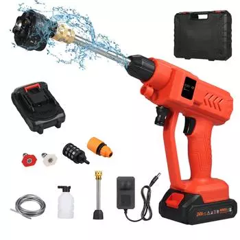 Беспроводная стиральная машина высокой мощности 300 Вт с распылительной аккумуляторной батареей 6в1 для автомобиля красный