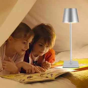 Беспроводная светодиодная настольная лампа, немерцающая батарея для защиты глаз, перезаряжаемая аккумуляторная уличная настольная лампа для использования в помещении чёрный