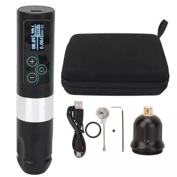 Беспроводная тату-машинка Pen RCA Converter Shader Liner Touch Screen Rotary Tattoo Pen с серебряный