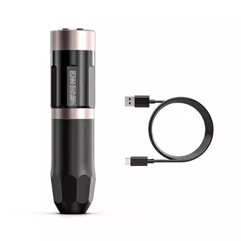 Беспроводная тату-машинка с вращающейся ручкой и картриджем, емкостью 2100 мАч, цифровым светодиодным дисплеем чёрный