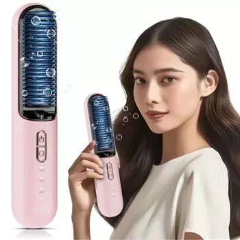 Беспроводная термощетка последней модели, 60 миллионов отрицательных зарядов, USB-перезаряжаемая, большая емкость, 3 уровня регулировки температуры, автоматическое отключение питания на 8 минут