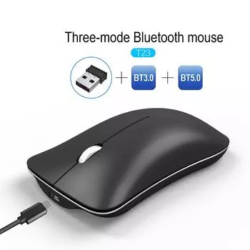 Беспроводная трехрежимная мышь Bluetooth 3,0/5,0, перезаряжаемая игровая мышь, 2,4 г, портативная розовая мышь, бесшумная игровая мышь с двойным режимом Pink 2 modes