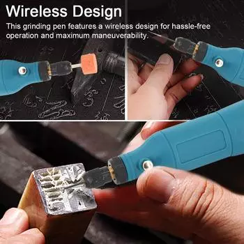 Беспроводная USB перезаряжаемая гравировальная ручка Компактная электрическая дрель Ручка Портативная ручка для резьбы Регулируемая Set A синий