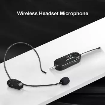 Беспроводная УВЧ-микрофонная гарнитура, микрофонная система, эффективная передача 50 м, встроенная батарея, TRRS 3,5 мм чёрный