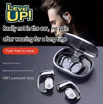 Беспроводная водонепроницаемая Bluetooth-гарнитура с костной проводимостью и креплением на ухо, которая не вставляется в ухо и не может быть выброшена любителями спорта Upgraded version белый