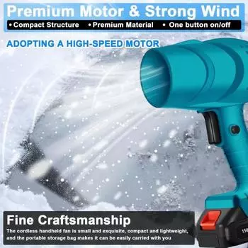 Беспроводная воздуходувка для листьев, сжатый воздух, пылеуловитель с регулируемыми настройками воздушного потока, низкий уровень шума, многофункциональная EU синий