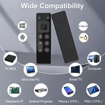 Беспроводная воздушная мышь 2.4G с голосовым управлением, 6-осевой гироскоп, совместимый с Bluetooth, универсальный пульт ДУ ИК чёрный