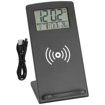 Беспроводная зарядка Будильник Время Дата Неделя Дисплей температуры Держатель для мобильного телефона