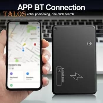 Беспроводная зарядка, кошелек, трекер, карта, ультратонкий дизайн, портативный Bluetooth-совместимый GPS-локатор, водонепроницаемый поиск тонких предметов чёрный