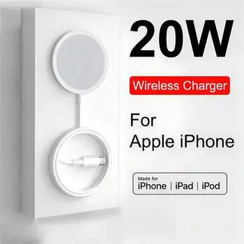 Беспроводная зарядка Magsafe 20 Вт для iPhone 15 Pro Max 14 13 12 11 XR X XS SE Type C, кабель для быстрого зарядного устройства, аксессуары для телефонов 20W