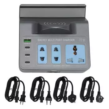 Беспроводная зарядная станция для телефона мощностью 72 Вт с портами QC3.0 PD45W Магнитная USB-станция для быстрой зарядки 1000 Вт US Plug