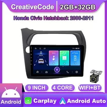 Беспроводное автомобильное радио Carplay для Honda Civic Hatchback 2006-2011 Android мультимедийный видеоплеер GPS-навигация WIFI 2 + 32 ГБ 1+16GB