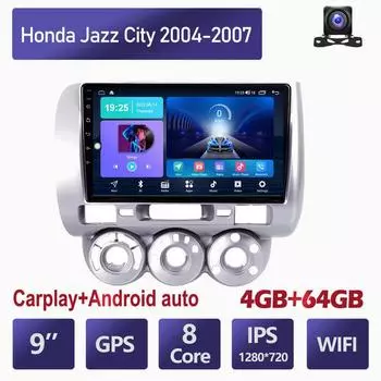 Беспроводное автомобильное радио Carplay для Honda Jazz City 2004-2007 Android мультимедийный видеоплеер GPS-навигация WIFI 4 + 64 ГБ 2+32GB