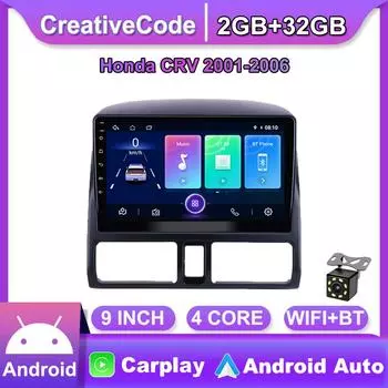 Беспроводное автомобильное радио Carplay для Honda CRV 2001-2006 Android автомобильный мультимедийный видеоплеер GPS-навигация WIFI 2 + 32 ГБ 1+16GB