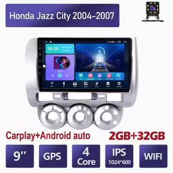Беспроводное автомобильное радио Carplay для Honda Jazz City 2004-2007 Android мультимедийный видеоплеер GPS-навигация WIFI 2 + 32 ГБ 1+16GB