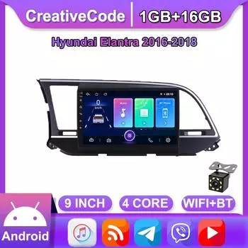 Беспроводное автомобильное радио Carplay для Hyundai Elantra 2016-2018 Android мультимедийный видеоплеер GPS-навигация WIFI 1 + 16 ГБ 1+16GB