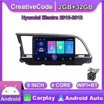 Беспроводное автомобильное радио Carplay для Hyundai Elantra 2016-2018 Android мультимедийный видеоплеер GPS-навигация WIFI 2 + 32 ГБ 1+16GB
