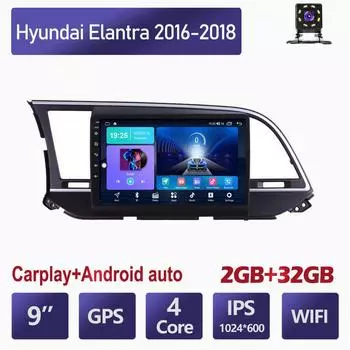 Беспроводное автомобильное радио Carplay для Hyundai Elantra 2016-2018 Android мультимедийный видеоплеер GPS-навигация WIFI 2 + 32 ГБ 1+16GB