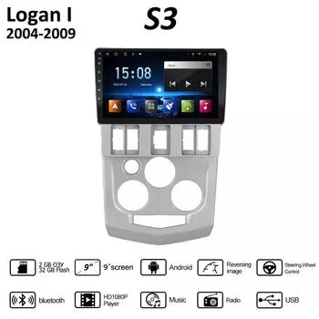 Беспроводное автомобильное радио Carplay для Renault Logan 1 2004-2009, мультимедийный видеоплеер на базе Android, GPS-навигация, WIFI, 2 + 32 ГБ 1+16GB