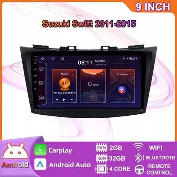 Беспроводное автомобильное радио Carplay для Suzuki Swift 2011-2015 Android мультимедийный видеоплеер GPS-навигация WIFI 2 + 32 ГБ 2+32GB