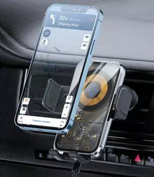 Беспроводное автомобильное зарядное устройство, быстрая зарядка, автоматическое выравнивание, держатель для телефона для телефонов Iphone 12 Pro Max 14 Plus 13 11, Samsung Galaxy Xiaomi Wireless Car Charger