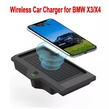 Беспроводное автомобильное зарядное устройство для BMW X3 G01 2018-2023 BMW X4 2019-2023 Аксессуары 10 Вт Зарядное устройство Коврик чёрный
