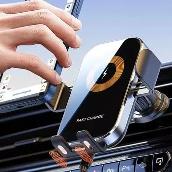 Беспроводное автомобильное зарядное устройство Интеллектуальный индукционный GPS держатель для телефона Быстрая зарядка Крепление на вентиляционную решетку для iPhone 16 15 Samsung S24 S23 Xiaomi