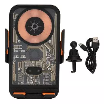 Беспроводное автомобильное зарядное устройство Прозрачный корпус Вращающийся на 360 градусов кронштейн Сенсорная кнопка Интеллектуальный датчик Телефон