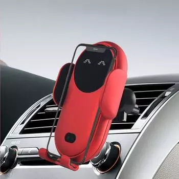 Беспроводное автомобильное зарядное устройство S11: Быстрая зарядка 10 Вт с бесшумным двигателем и инфракрасной индукцией. null красный