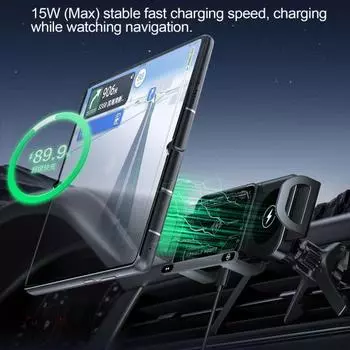 Беспроводное автомобильное зарядное устройство Yousheng 15 Вт, держатель для телефона с функцией быстрой зарядки, автоматическое вращающееся крепление для телефона, вентиляционная решетка, автомобильная подставка для телефона для складных телефонов
