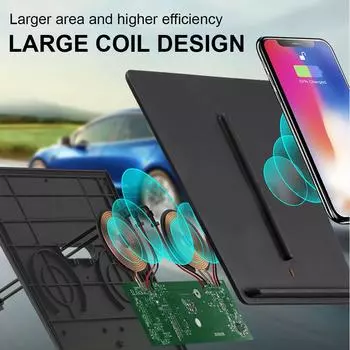 Беспроводное зарядное устройство 10 Вт, быстрая зарядка, автомобильная зарядная панель, беспроводная зарядная панель, зарядка смартфона для Tesla Model 3 чёрный