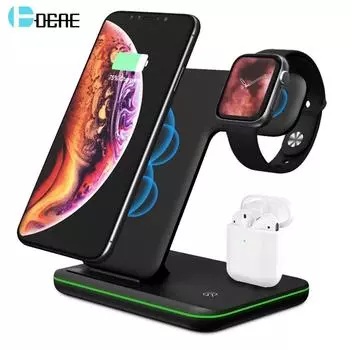 Беспроводное зарядное устройство 15 Вт для Apple Watch 8 7 6 5 4 Airpods 3 Pro 3 в 1, быстрая зарядка для Iphone 14 13 12 11 Xs Xr X 8 as picture белый