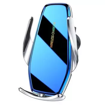 Беспроводное зарядное устройство 15 Вт, магнитный автомобильный держатель для зарядки, универсальный для телефонов, цветное 3d стекло, зарядка, автоматическое зажимное автомобильное крепление with blue серебряный