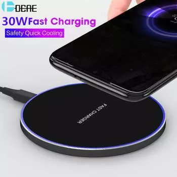 Беспроводное зарядное устройство 30 Вт, быстрая зарядка для Samsung S22 S21 S20 Note 20, для Iphone 14 13 12 11 Pro Xs X 8, индукционная панель для быстрой зарядки 15W белый