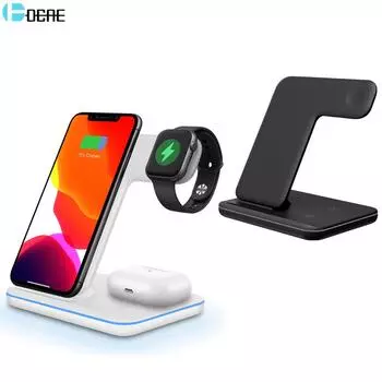 Беспроводное зарядное устройство 3 в 1, 15 Вт для Iphone 14 13 12 11 Xs X 8, зарядная док-станция для Apple Watch 8 Se 7 6 5 4 Airpods 3 Pro as picture белый