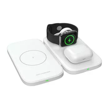 Беспроводное зарядное устройство 3 в 1, 30 Вт, подставка для iPhone 15, 14, 13, 12, 8 XS, Apple Watch, iWatch 8, 7, 6, 5, Airprods, док-станция для быстрой зарядки белый