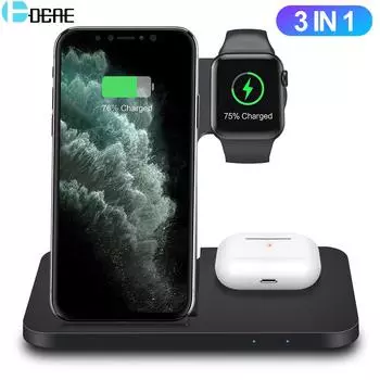 Беспроводное зарядное устройство 3 в 1 для Iphone 14 13 12 11 Xs Xr X 8 Airpods Pro Apple Watch 8 7 Se 15 Вт, подставка для быстрой зарядки для Samsung S22 Only Phone Stand