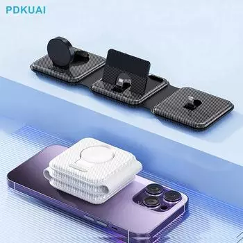 Беспроводное зарядное устройство 3 в 1, станция быстрой зарядки для Iphone 14 13 12 11 Pro Max X Xs Xr 8 Apple Watch 8 7 Airpods Складные магнитные as picture белый