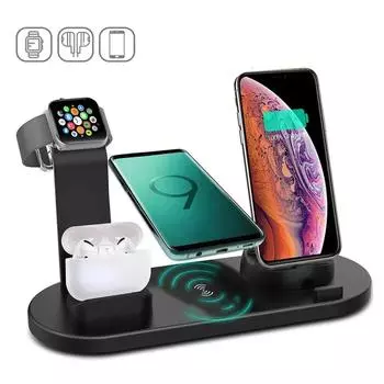 Беспроводное зарядное устройство 5 в 1, подставка для iPhone 15, 14, 13, 12, 11 X, Apple Watch Airpods, настольные зарядные устройства для телефонов, док-станция для быстрой зарядки