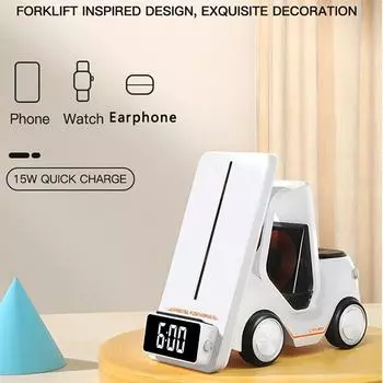 Беспроводное зарядное устройство 5IN1, подставка для быстрой зарядки 15 Вт для iPhone iWatch AirPods. жёлтый